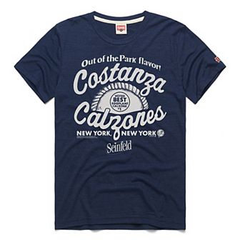 Men's Homage Navy New York Yankees x Seinfeld Costanza's Calzones T-Shirt