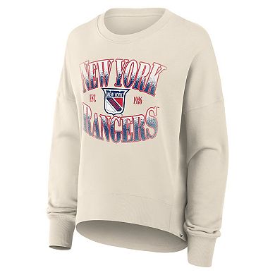 Women's Fanatics Cream New York Rangers Oversized Vintage Slice Pullover Sweatshirt