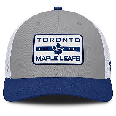 Men's Fanatics Gray/Blue Toronto Maple Leafs Fundamental Adapt Trucker Adjustable Hat