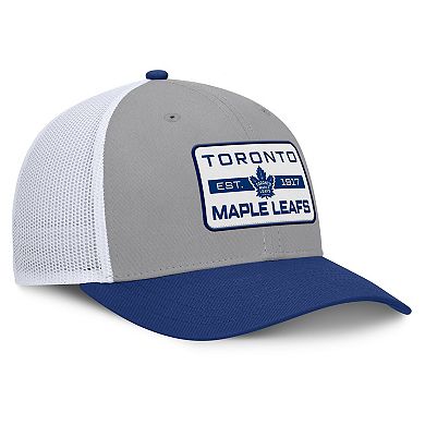 Men's Fanatics Gray/Blue Toronto Maple Leafs Fundamental Adapt Trucker Adjustable Hat