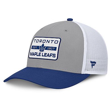 Men's Fanatics Gray/Blue Toronto Maple Leafs Fundamental Adapt Trucker Adjustable Hat