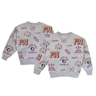 Girls Youth Gameday Couture Gray Florida State Seminoles Always On Repeat Pullover Sweatshirt