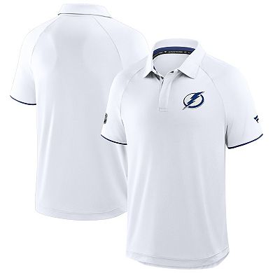 Men's Fanatics White Tampa Bay Lightning Authentic Pro Rink Raglan Polo
