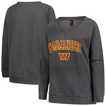 Women's Profile Charcoal Washington Commanders Plus Size Acid Wash Raglan Sweatshirt