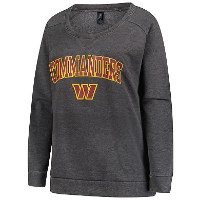 Women's Profile Charcoal Washington Commanders Plus Size Acid Wash Raglan Sweatshirt