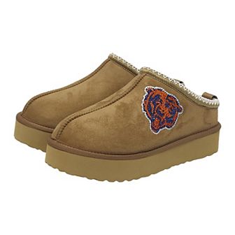 Women's Cuce Tan Chicago Bears Chestnut Slip On Boots with Crystal Logo