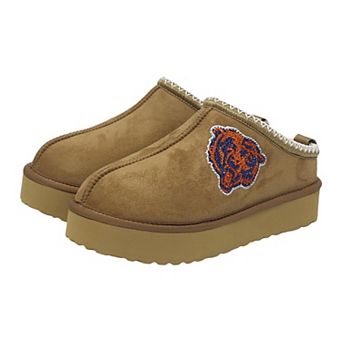 Women's Cuce Tan Chicago Bears Chestnut Slip On Boots with Crystal Logo