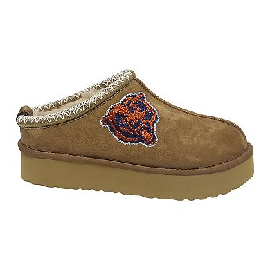 Women's Cuce Tan Chicago Bears Chestnut Slip On Boots with Crystal Logo