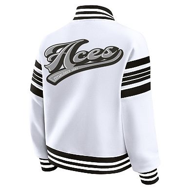 Women's WEAR by Erin Andrews White/Black Las Vegas Aces Full-Snap Fleece Sweatshirt Jacket