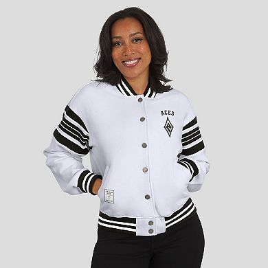 Women's WEAR by Erin Andrews White/Black Las Vegas Aces Full-Snap Fleece Sweatshirt Jacket