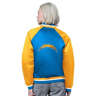 Women's Starter Powder Blue/Gold Los Angeles Chargers Satin Full-Snap Vintage Varsity Jacket