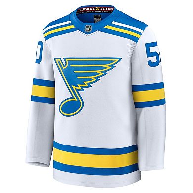 Men's Fanatics Jordan Binnington White St. Louis Blues Away Premium Player Jersey