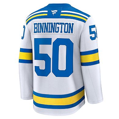 Men's Fanatics Jordan Binnington White St. Louis Blues Away Premium Player Jersey