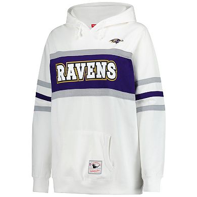 Women's Mitchell & Ness White Baltimore Ravens Plus Size Head Coach Throwback Pullover Hoodie
