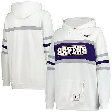 Women's Mitchell & Ness White Baltimore Ravens Plus Size Head Coach Throwback Pullover Hoodie