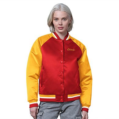 Women's Starter Red/Gold Kansas City Chiefs Satin Full-Snap Vintage Varsity Jacket