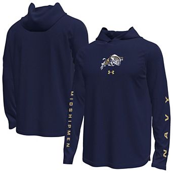 Men's Under Armour Navy Navy Midshipmen Tech Stretch Long-Sleeve Hooded T-Shirt