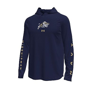 Men's Under Armour Navy Navy Midshipmen Tech Stretch Long-Sleeve Hooded T-Shirt