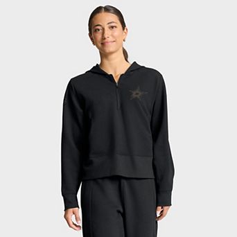 Women's Fanatics Black Dallas Stars Authentic Pro Road Tri-Blend Quarter-Zip Hoodie