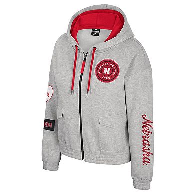Women's Colosseum Gray Nebraska Huskers Alfie Full-Zip Hoodie Jacket