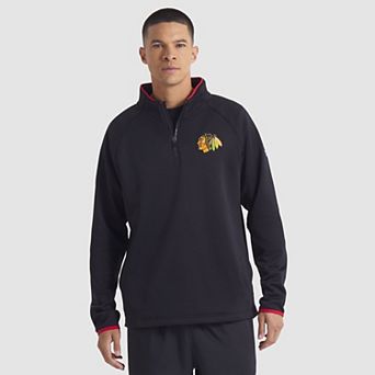 Men's Fanatics Black Chicago Blackhawks Authentic Pro Rink Raglan Quarter-Zip Pullover