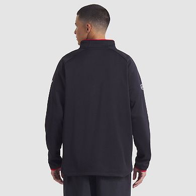 Men's Fanatics Black Chicago Blackhawks Authentic Pro Rink Raglan Quarter-Zip Pullover