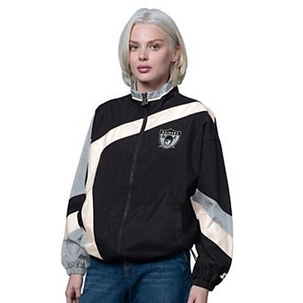 Women's Starter Black/Silver Las Vegas Raiders Vintage 1st Quarter Full-Zip Windbreaker