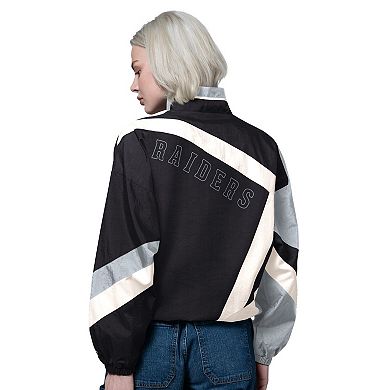 Women's Starter Black/Silver Las Vegas Raiders Vintage 1st Quarter Full-Zip Windbreaker