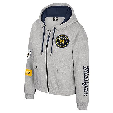 Women's Colosseum Gray Michigan Wolverines Alfie Full-Zip Hoodie Jacket