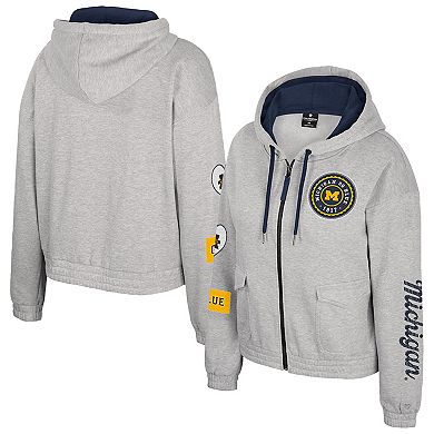 Women's Colosseum Gray Michigan Wolverines Alfie Full-Zip Hoodie Jacket