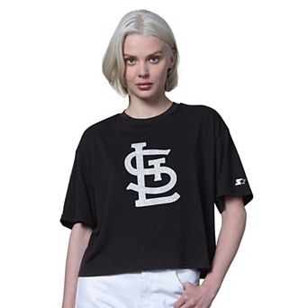 Women's Starter Black St. Louis Cardinals Holy Grail Boxy Cropped T-Shirt