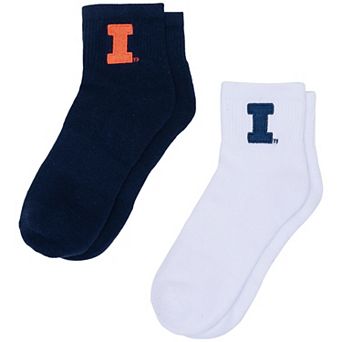 Women's ZooZatz White/Navy Illinois Fighting Illini Two-Pack Quarter-Length Socks