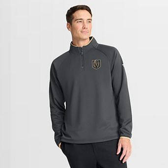 Men's Fanatics Black Vegas Golden Knights Authentic Pro Rink Raglan Quarter-Zip Pullover