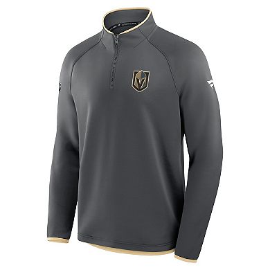 Men's Fanatics Black Vegas Golden Knights Authentic Pro Rink Raglan Quarter-Zip Pullover