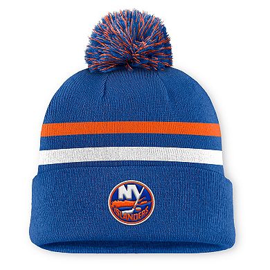 Men's Fanatics Royal New York Islanders Authentic Pro Rink Cuffed Knit Hat with Pom