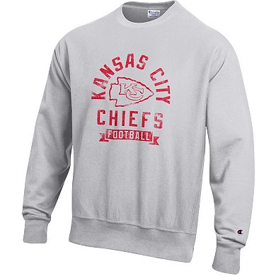 Men's Champion Heather Gray Kansas City Chiefs Reverse Weave Fleece Pullover Sweatshirt