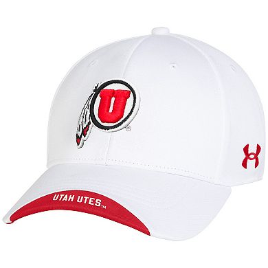 Men's Under Armour White Utah Utes Sideline Blitzing Accent Iso-Chill Adjustable Hat