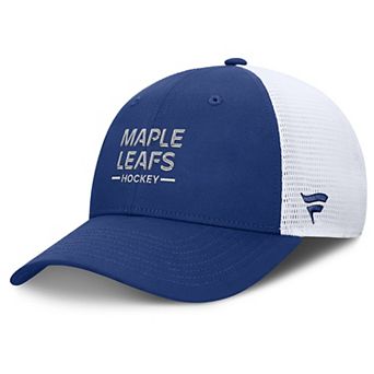 Men's Fanatics Blue/White Toronto Maple Leafs Authentic Pro Rink Lockup Adjustable Trucker Hat
