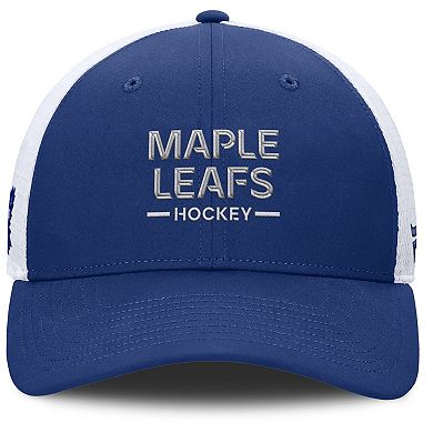 Men's Fanatics Blue/White Toronto Maple Leafs Authentic Pro Rink Lockup Adjustable Trucker Hat