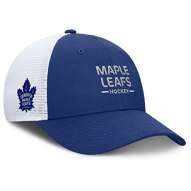 Men's Fanatics Blue/White Toronto Maple Leafs Authentic Pro Rink Lockup Adjustable Trucker Hat