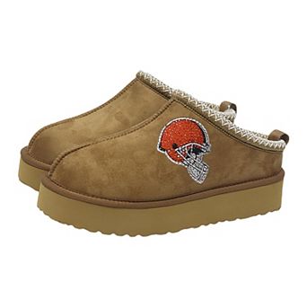Women's Cuce Tan Cleveland Browns Chestnut Slip On Boots with Crystal Logo