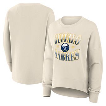 Women's Fanatics Cream Buffalo Sabres Oversized Vintage Slice Pullover Sweatshirt