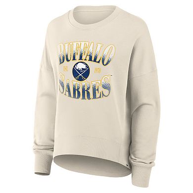 Women's Fanatics Cream Buffalo Sabres Oversized Vintage Slice Pullover Sweatshirt