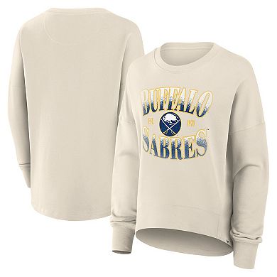 Women's Fanatics Cream Buffalo Sabres Oversized Vintage Slice Pullover Sweatshirt