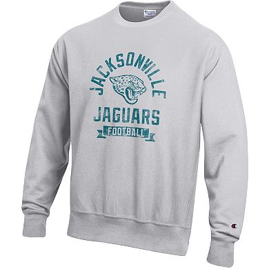 Men's Champion Heather Gray Jacksonville Jaguars Reverse Weave Fleece Pullover Sweatshirt