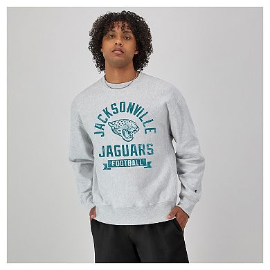 Men's Champion Heather Gray Jacksonville Jaguars Reverse Weave Fleece Pullover Sweatshirt