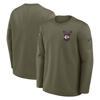 Men's Nike Olive Kansas City Chiefs 2025 Salute to Service Sideline Coaches Therma-FIT Long Sleeve Shirt