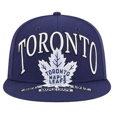 Men's New Era Navy Toronto Maple Leafs Oversized Vintage Arch 59Fifty Fitted Hat