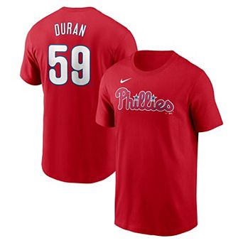 Men's Nike Jhoan Duran Red Philadelphia Phillies Fuse Name & Number T-Shirt
