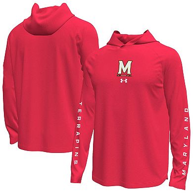 Men's Under Armour Red Maryland Terrapins Tech Stretch Long-Sleeve Hooded T-Shirt